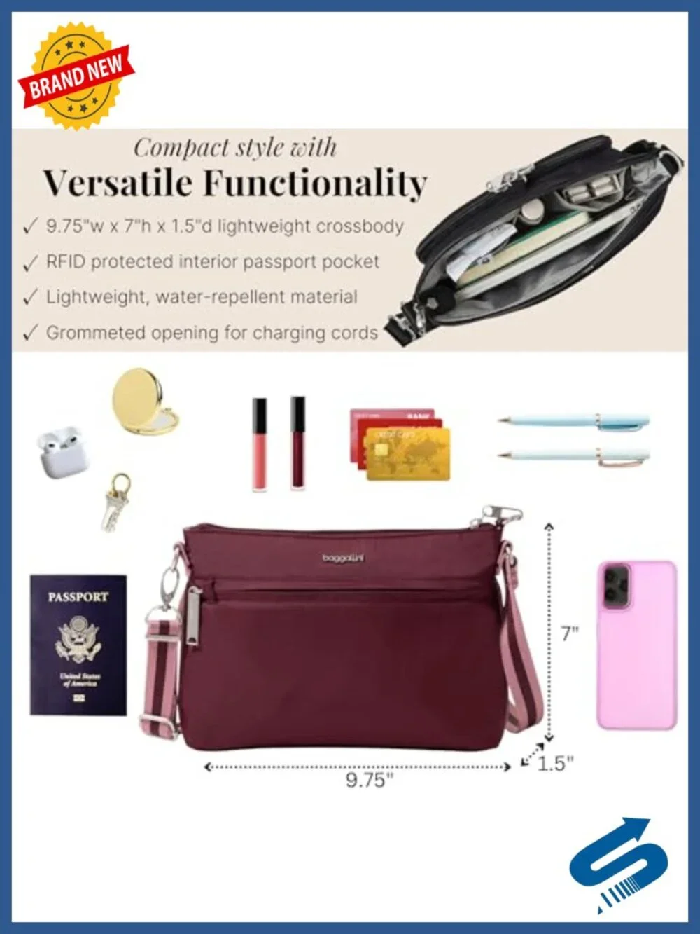 Anti-Theft Securtex Crossbody Bag with RFID Protection